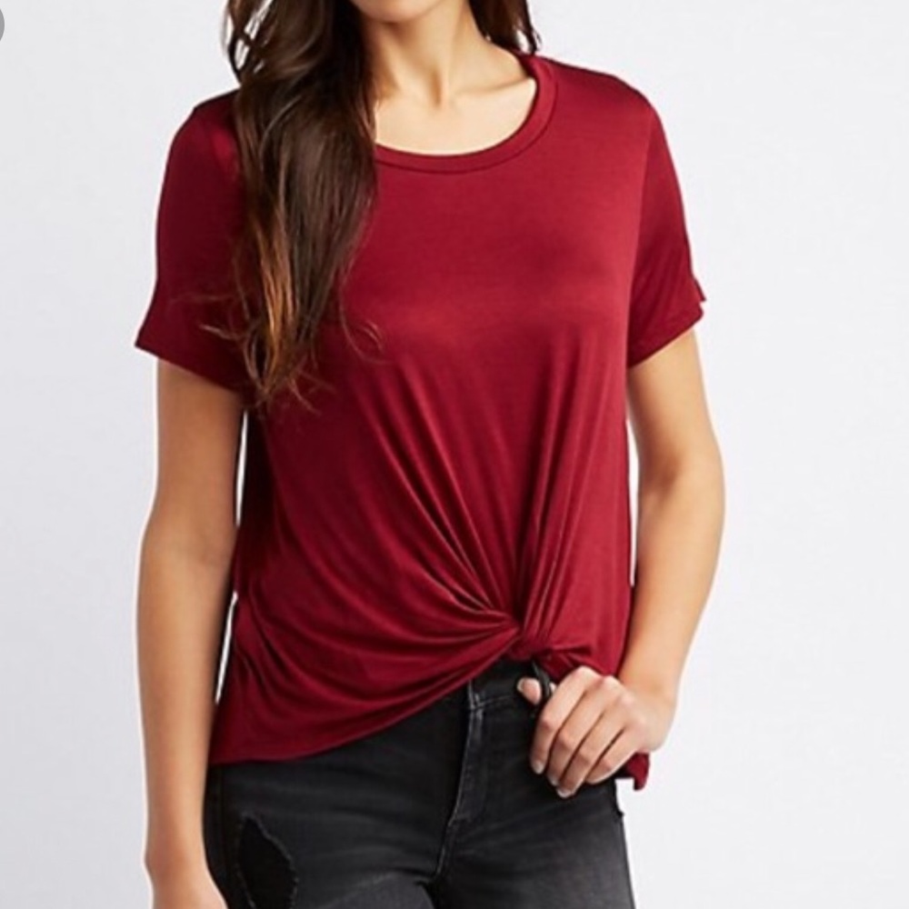 CHARLOTTE RUSSE | 3/$20 Dark Red Knotted T-Shirt